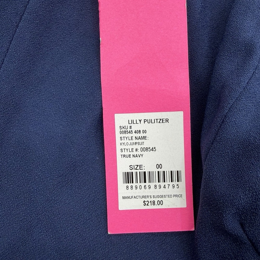 Lily‎ Pulitzer Strapless Kylo Navy Blue Jumpsuit Size 00 Wide Leg Crepe NWT 218 - Picture 7 of 14